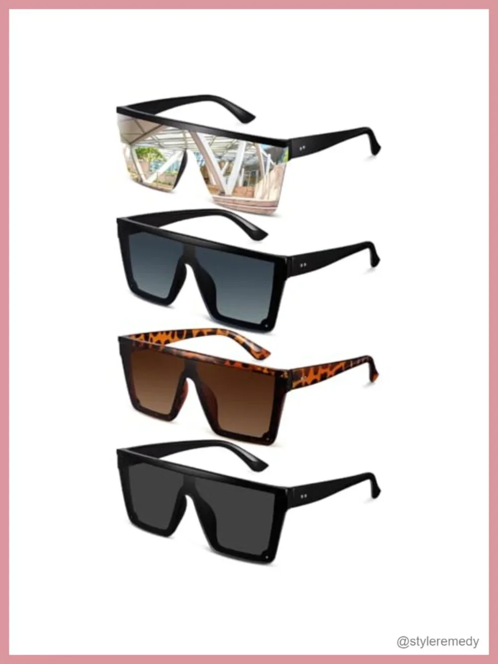Oversized Square Sunglasses UV400 Protection Lightweight Plastic Unisex